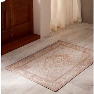 Set of two ecru and cream Persian art accent rugs NWT